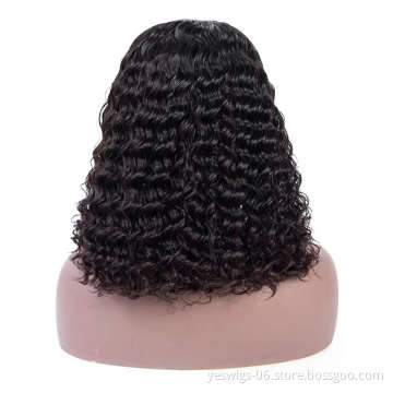 Afro Deep Curly 13*4 Lace Front Bob Wigs, Indian Human Hair Deep Wave Lace Front Short Blunt Cut Wig Cabelo Humano